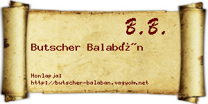 Butscher Balabán névjegykártya